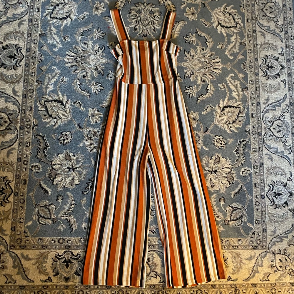 Urban Outfitters Retro Wide Leg Stripped Jumpsuit